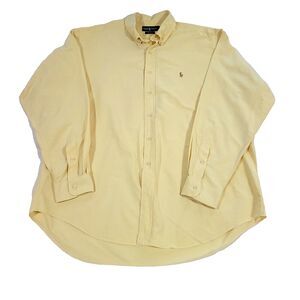 Ralph Lauren Blake Flesh Pony Cotton Shirt L Button Up Buttery Yellow preppy